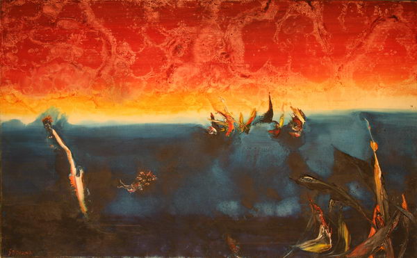 Sunset at Sea III. (1981) | Oil on Canvas | 80 x 130 cm