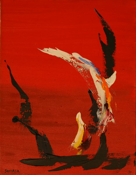 Black Fire on Red (1999) | Acryl on Canvas | 65 x 50 cm