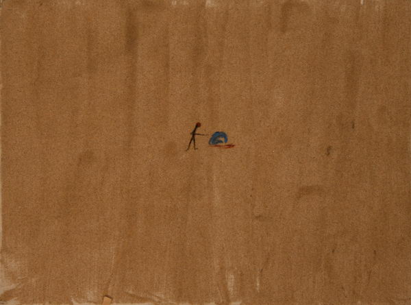 Execution in Kabul Football Stadium (2001) | Sand on Canvas | 45 x 60 cm